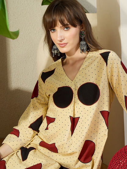 Women Printed Regular Pure Cotton Kurta with Trousers