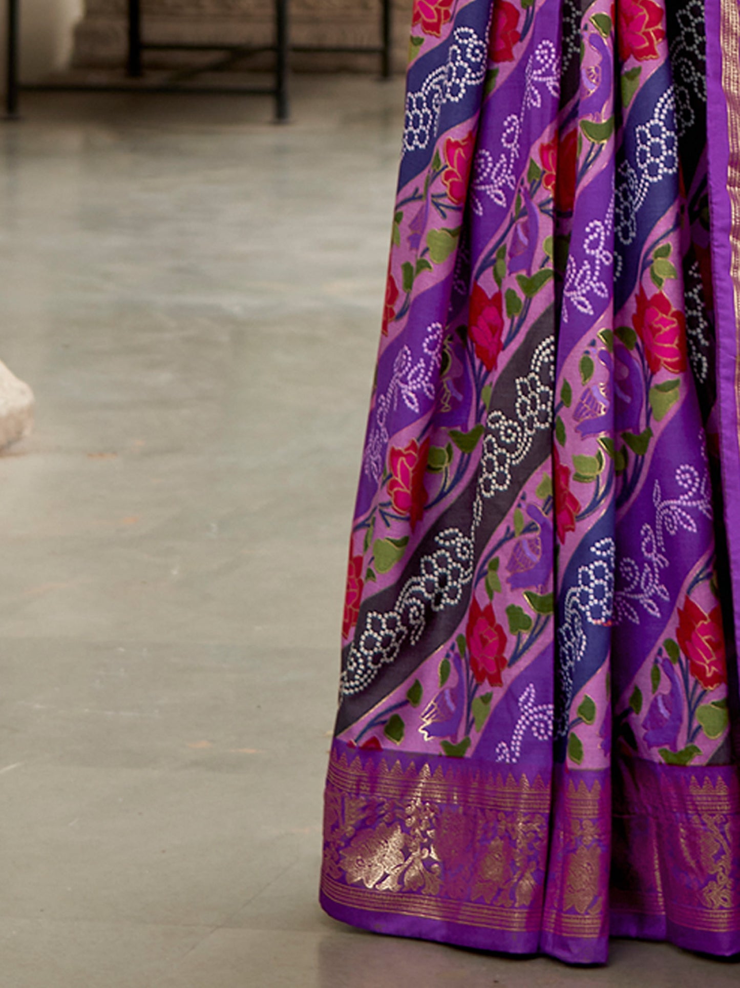 Women's Tussar Silk Purple Printed Designer Saree With Blouse Piece
