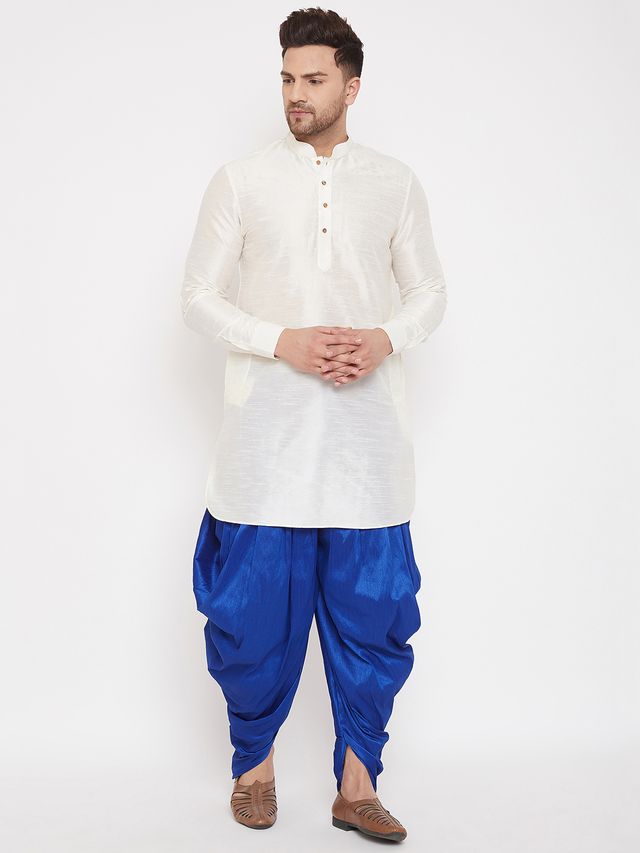 Men's Blue Silk Blend Regular Dhoti