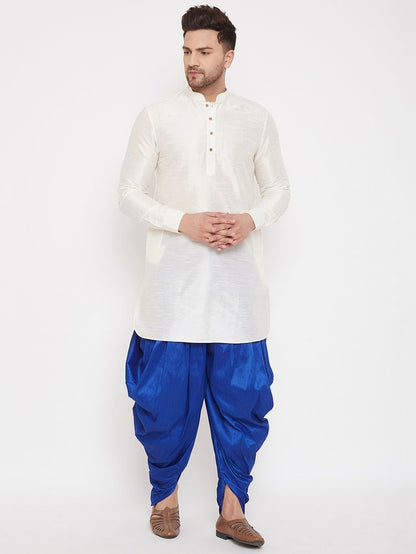 Men's Blue Silk Blend Regular Dhoti