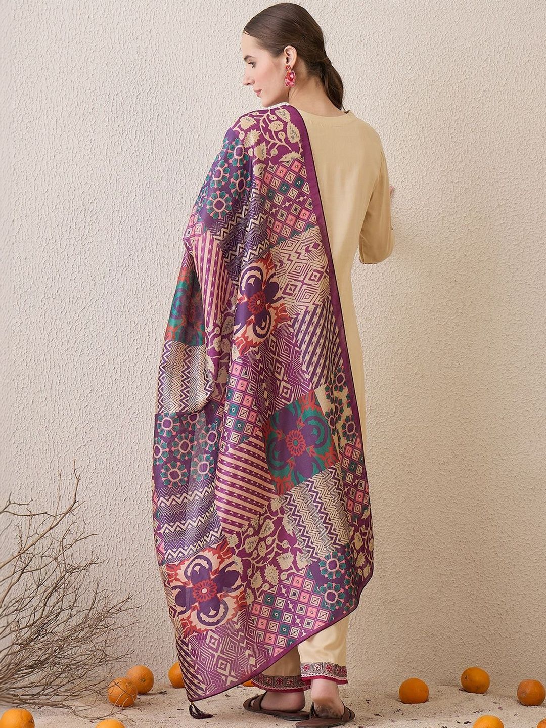 Women Ethnic Motifs Embroidered Regular Thread Work Kurta with Trousers & With Dupatta