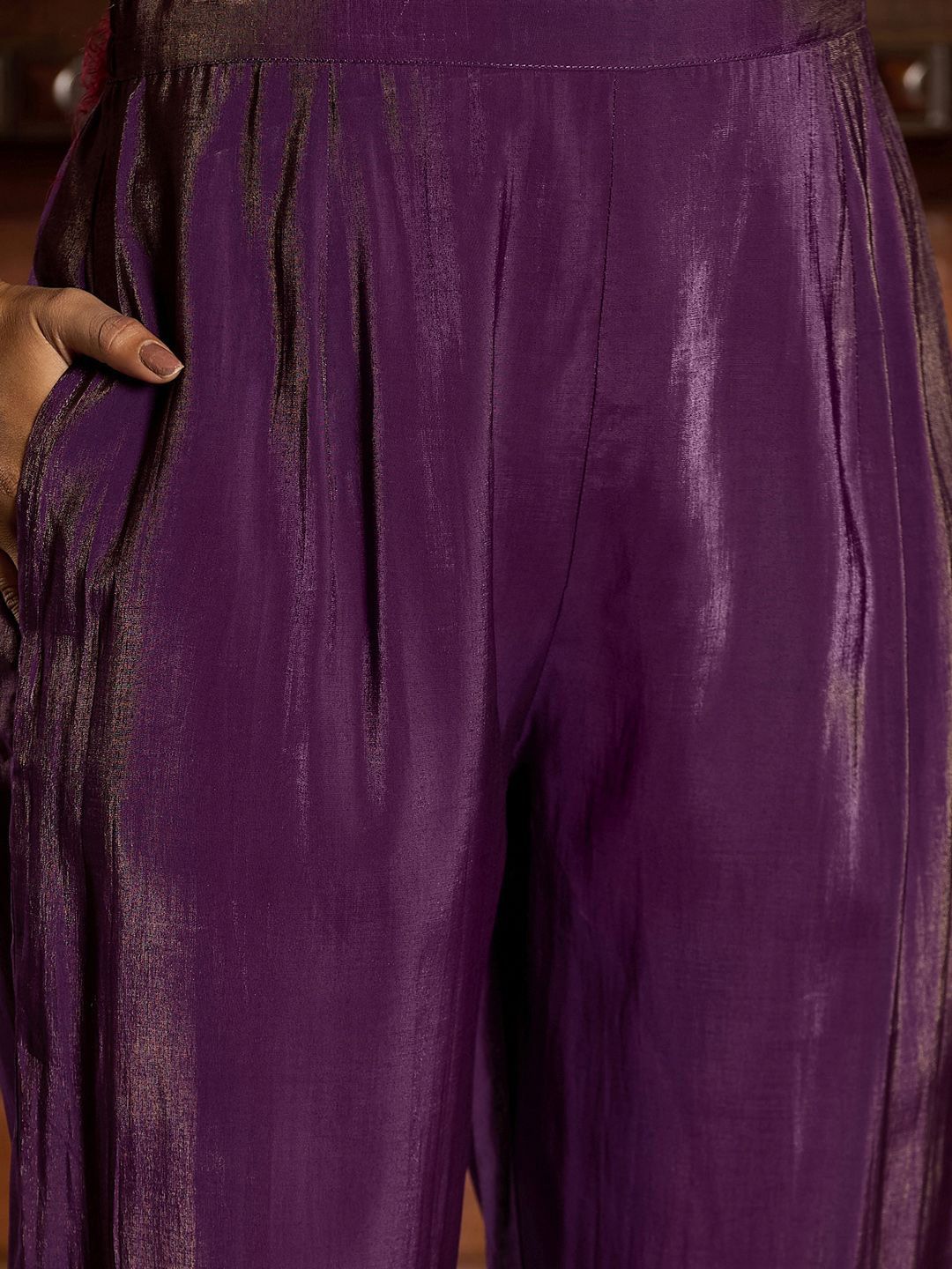 Ethnic Motifs Woven Design Zari Straight Kurta With Trousers & Dupatta