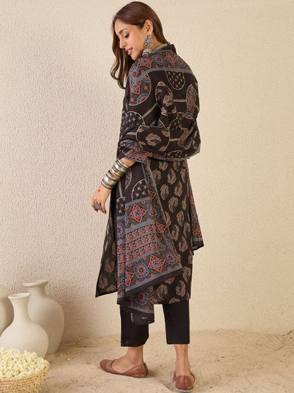 Women Ethnic Motifs Printed Regular Pure Cotton Kurta with Trousers & With Dupatta