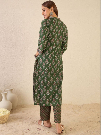 Women Ethnic Motifs Printed Regular Pure Cotton Kurta with Trousers