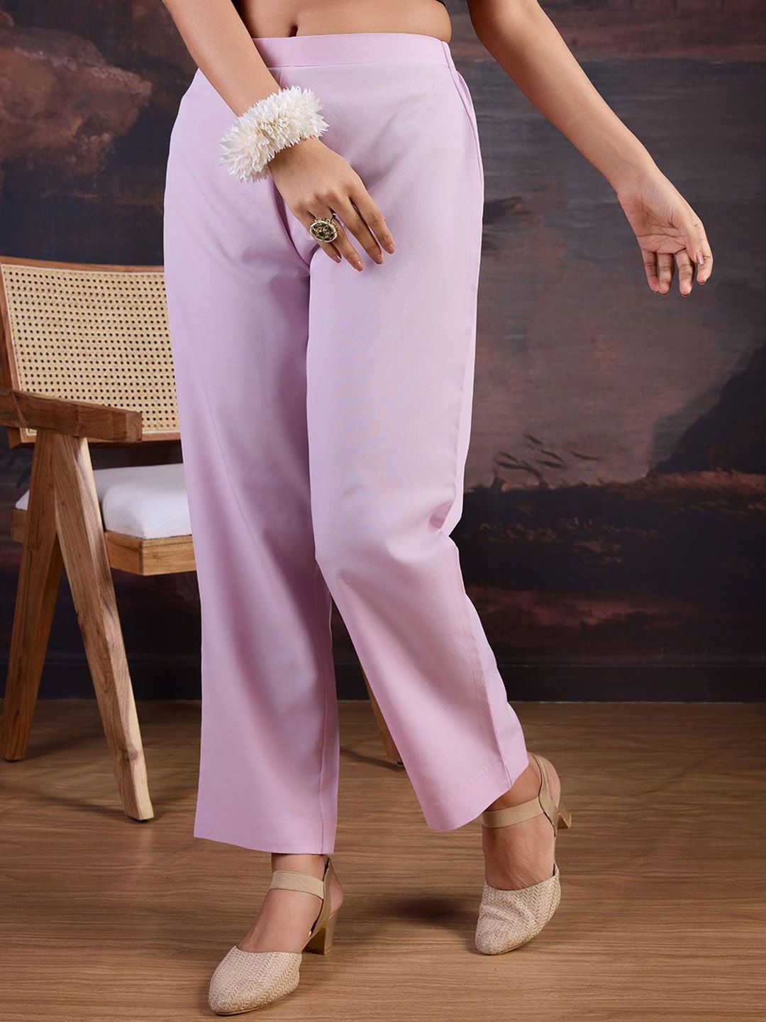 Dhiyona PD Women Floral Woven Design Straight Kurta With Trousers & Dupatta