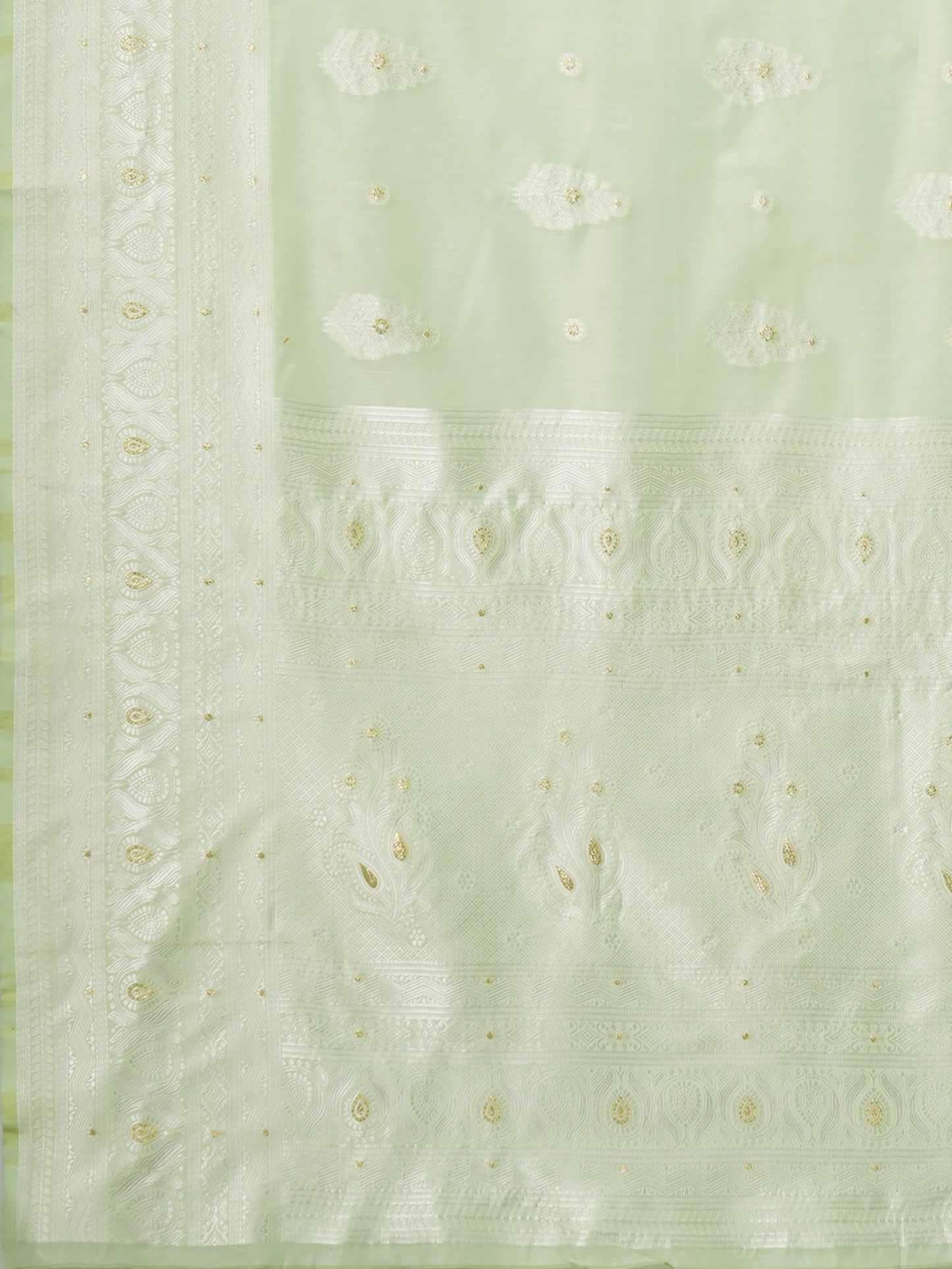 Women's Cotton Silk Green Woven Design Designer Saree With Blouse Piece