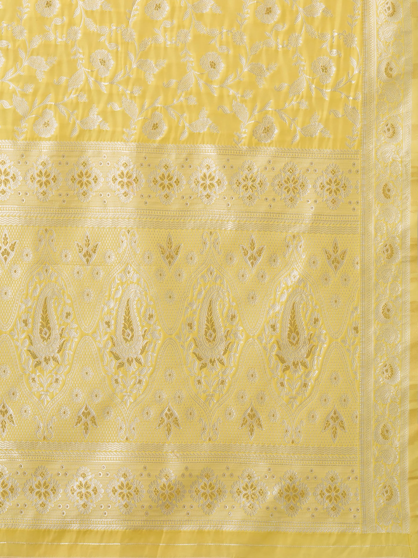 Women's Cotton Silk Yellow Woven Design Designer Saree With Blouse Piece