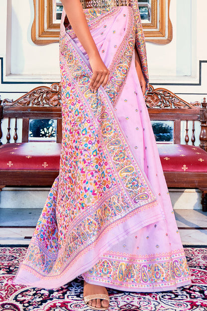 Dhiyona GR Women's Zoya Lilac Lavender Pashmina Modal Silk Saree