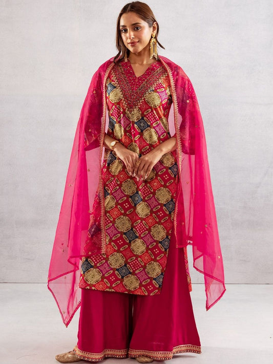 Women Ethnic Motifs Printed Regular Kurta with Palazzos & Dupatta