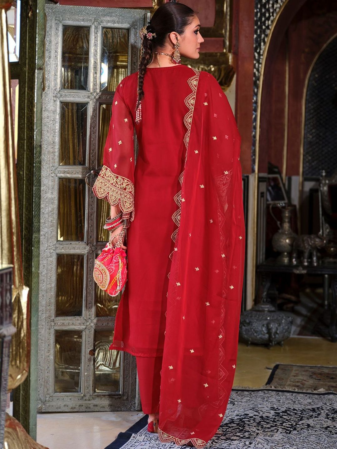 Women Ethnic Motifs Embroidered Kurta with Trousers & Dupatta