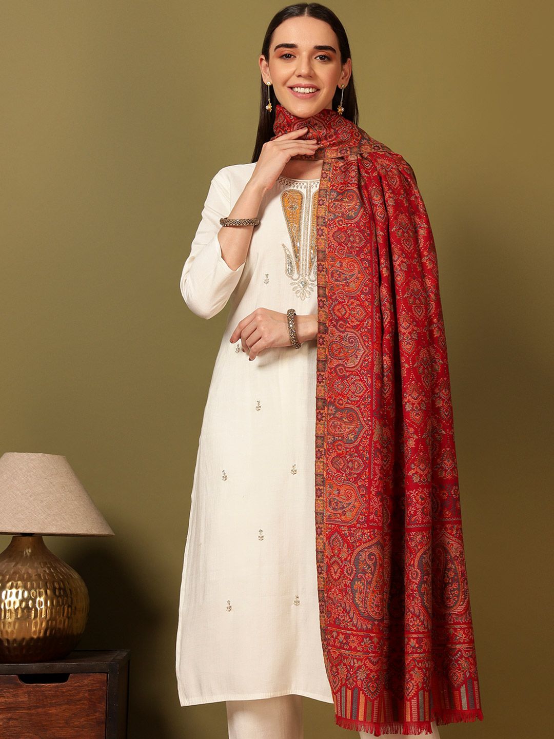 Dhiyona PA Floral Woven Design Gulraiz Kaani Woolen Shawl