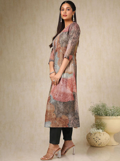 Dhiyona SO Women's Women Printed Regular Beads and Stones Kurta with Trousers