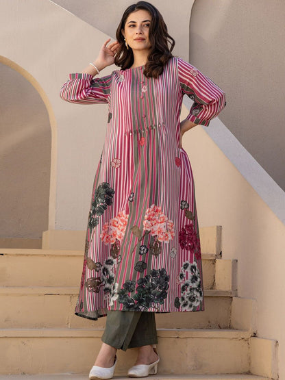 Women Floral Printed Regular Pure Cotton Kurta with Trousers