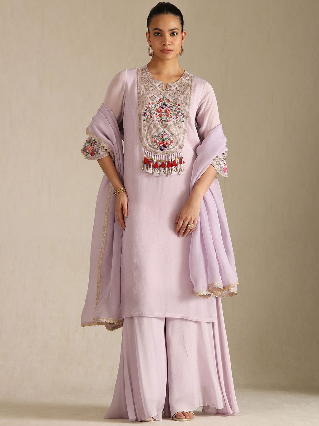 Dhiyona SO Women's Women Ethnic Motifs Printed Regular Kurta with Palazzos & With Dupatta