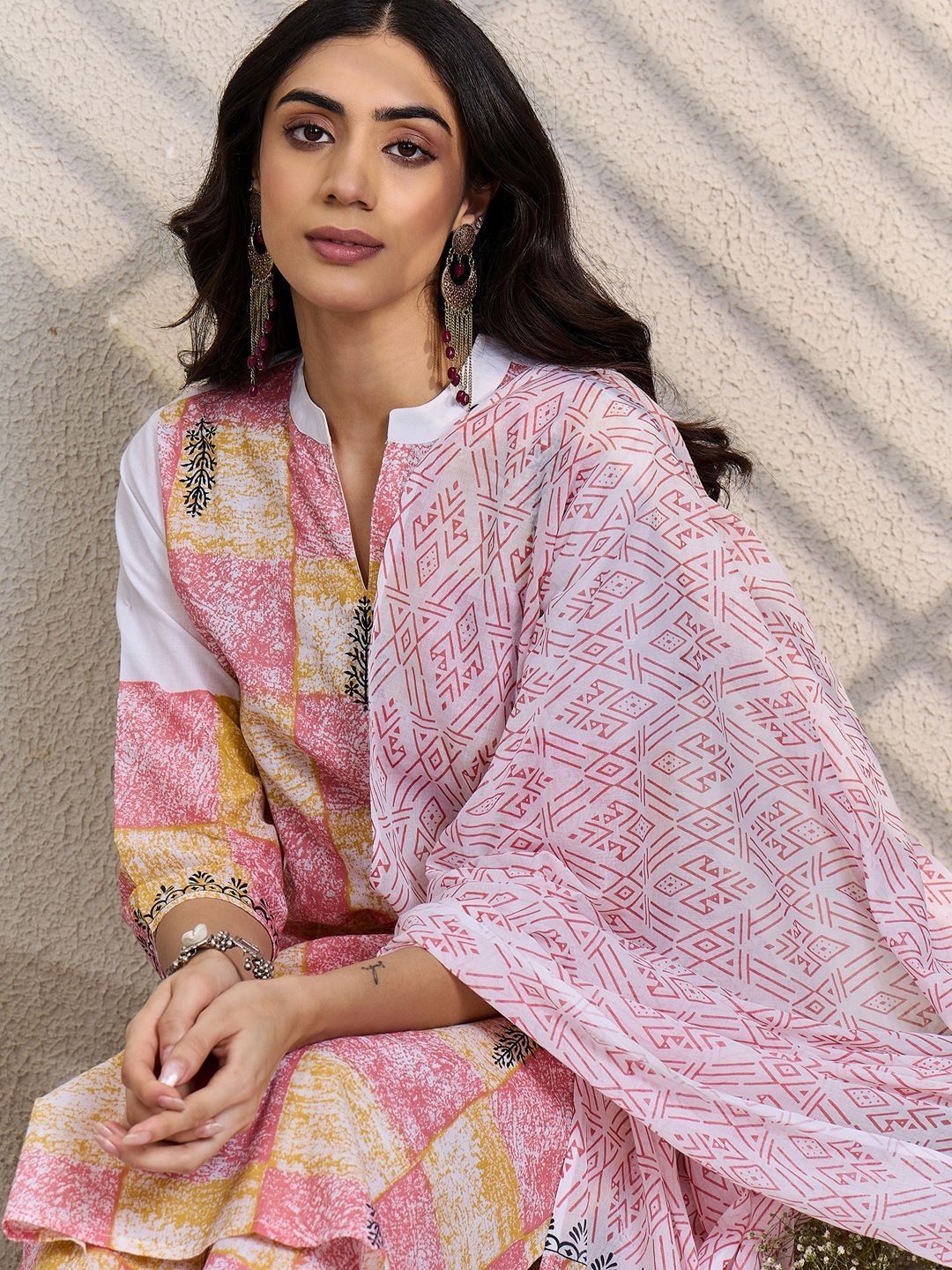 Women Printed Regular Pure Cotton Kurta with Trousers & With Dupatta