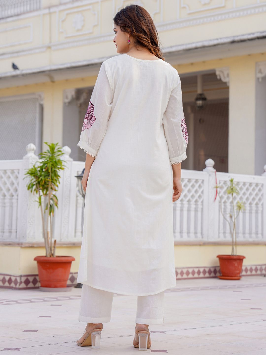 Dhiyona IE Floral Printed Pure Cotton Straight Kurta With Trouser