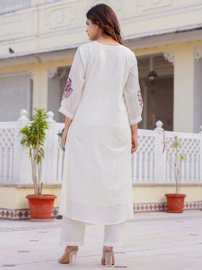 Dhiyona IE Floral Printed Pure Cotton Straight Kurta With Trouser