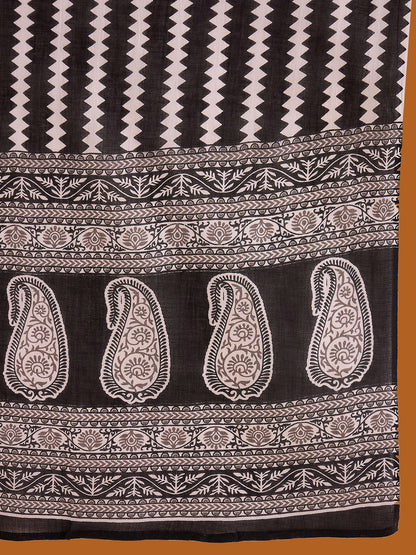 Dhiyona IE Ethnic Motifs Printed Pure Cotton Straight Kurta With Trousers & Dupatta