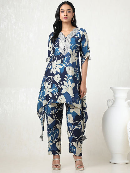 Dhiyona SO Women's Women Floral Regular Sequinned Kurta with Trousers