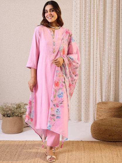 Women Floral Embroidered Kurta with Trousers & Dupatta