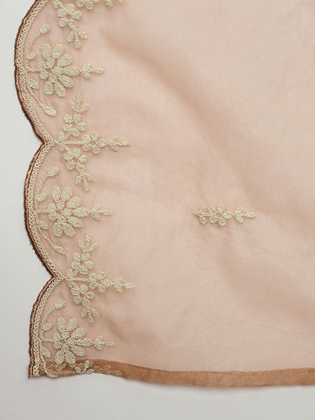 Floral Yoke Design Thread Work Straight Kurta With Trousers & Dupatta