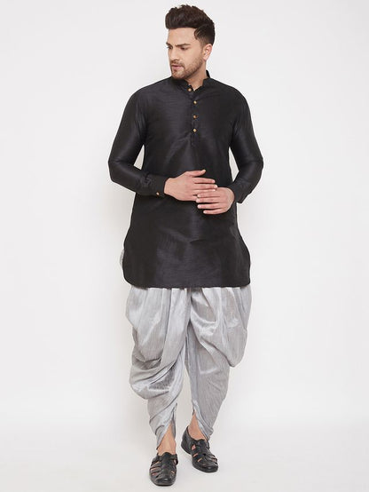 Men's Grey Silk Blend Regular Dhoti