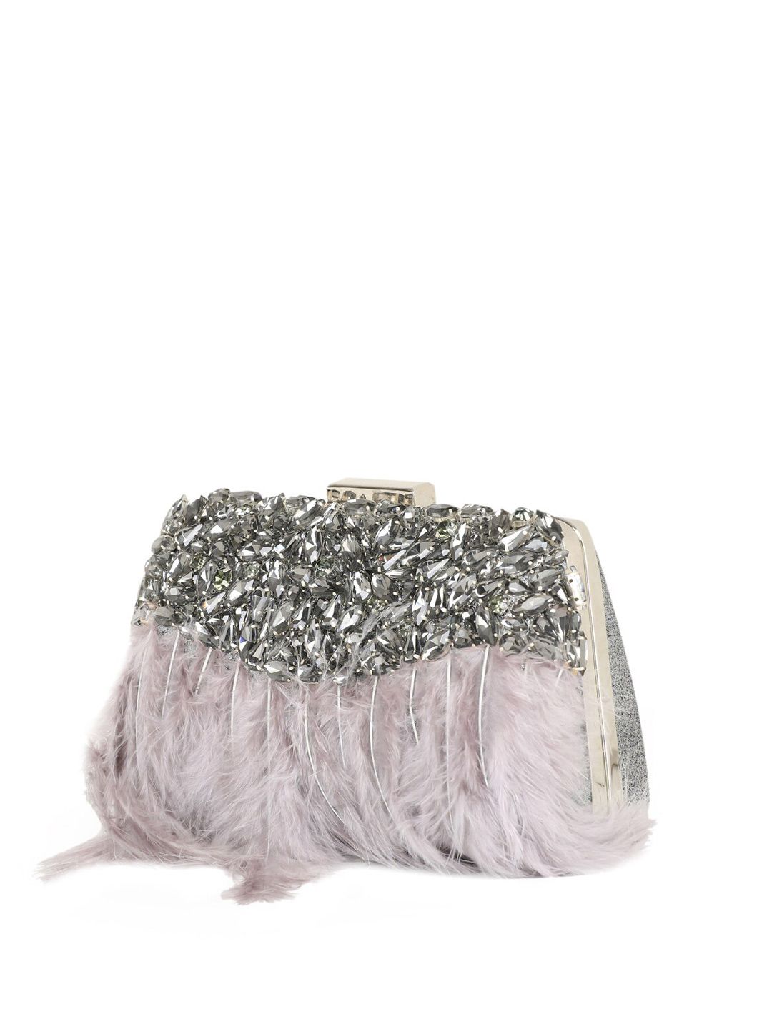 Dhiyona NR Feather Embellished Box Clutch