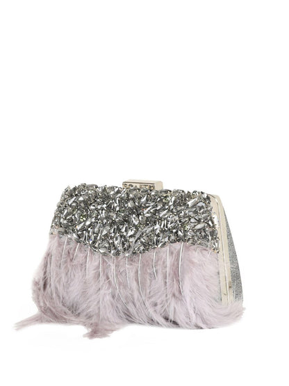 Dhiyona NR Feather Embellished Box Clutch