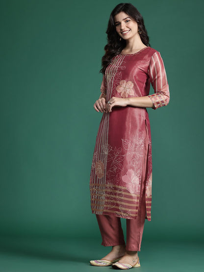 Dhiyona IE Floral Printed Kurta with Trousers & With Dupatta