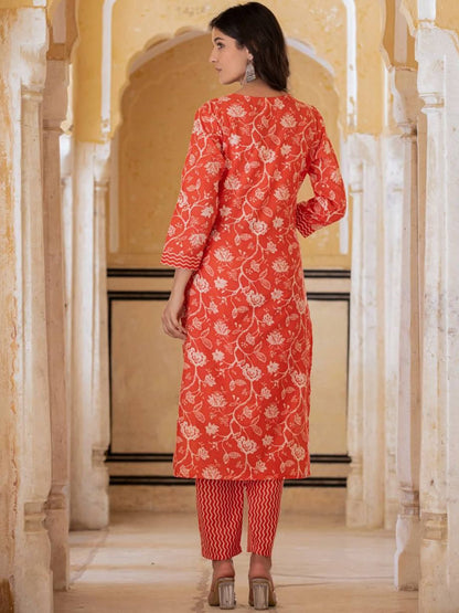 Dhiyona VA Women'sEthnic Thread Embroidered Printed Kurta & Trousers With Dupatta