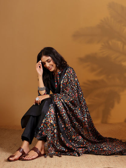 Dhiyona VA Women'sEthnic Motifs Embroidered Woven Design Pure Cotton Kurta With Trousers & Dupatta