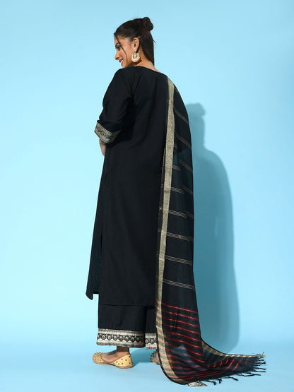 Dhiyona IE Women Ethnic Motifs Yoke Design Regular Kurta with Palazzos & With Dupatta