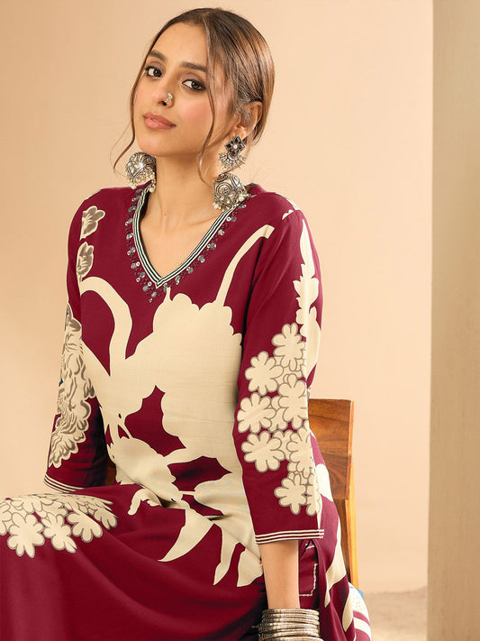 Dhiyona IE Women Floral Printed Regular Sequinned Kurta with Salwar