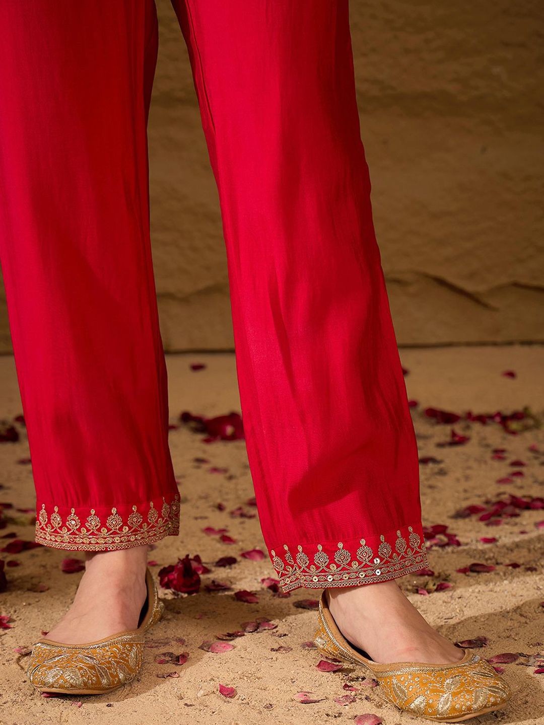 Dhiyona PD Women Embroidered A-Line Kurta & Trousers With Dupatta
