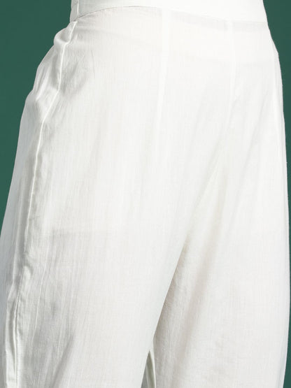 Dhiyona IE Floral Printed Pleated Pure Cotton Kurta with Trousers