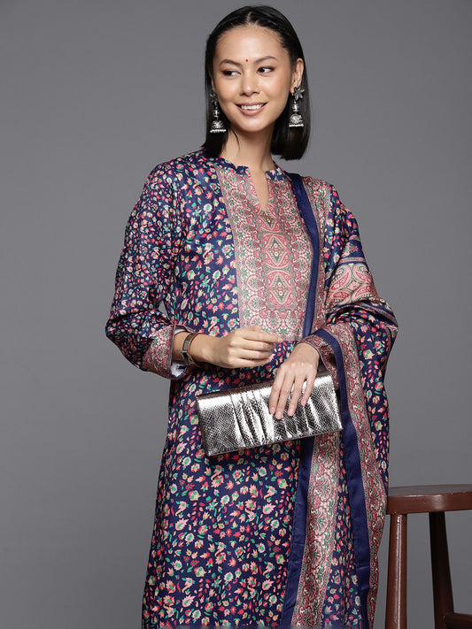 Dhiyona VA Women'sFloral Printed Kurta with Trouser & Dupatta