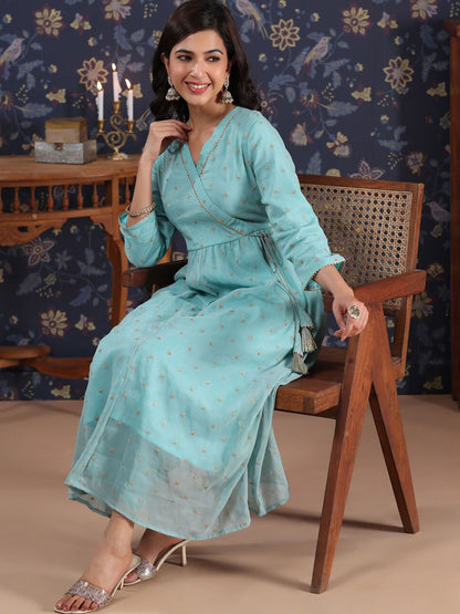Dhiyona PD Women Embroidered Angrakha A-Line Kurta With Palazzo