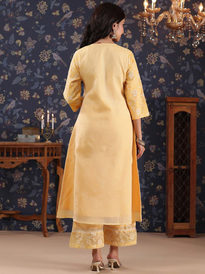 Dhiyona PD Women Ethnic Floral Embroidered Sequined Kurta With Palazzos