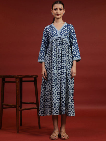 Dhiyona AY Women's Printed Fit & Flared Midi Dresses
