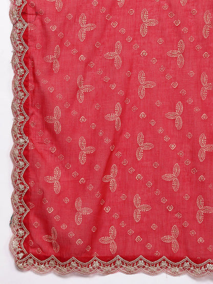 Ethnic Motifs Printed Regular Sequinned Kurta With Trousers & Dupatta