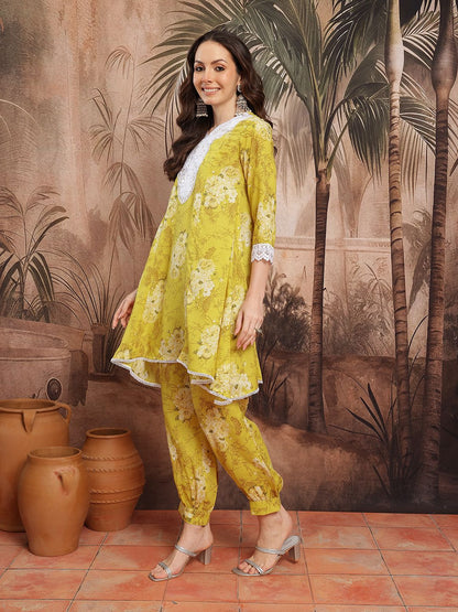 Dhiyona SN Women's Floral Print Thread Work Kurta with Salwar & Dupatta