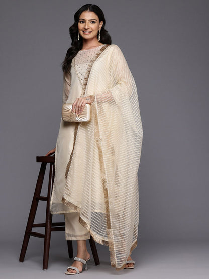 Dhiyona VA Women'sEthnic Motifs Yoke Design Sequinned Kurta With Trousers & Dupatta