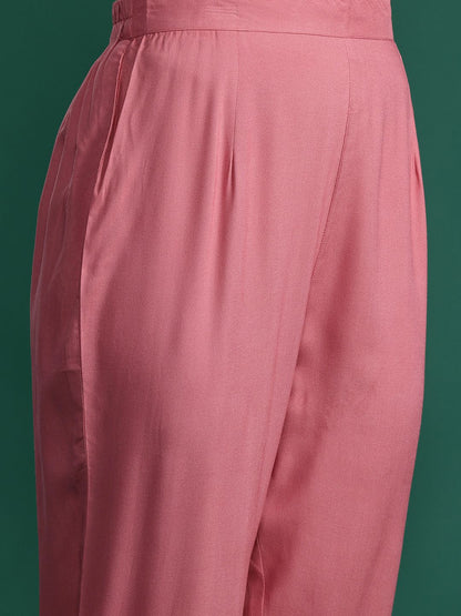 Dhiyona IE Floral Embroidered Sequinned Pure Cotton Kurta with Trousers