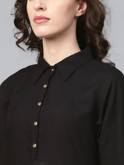 Dhiyona IE Women Black Solid Straight Kurta