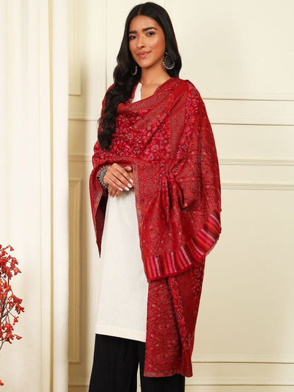 Dhiyona PA Floral Woven Design Woollen Shawl