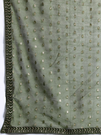Dhiyona IE Ethnic Motifs Embroidered Sequinned Kurta with Trousers & Dupatta