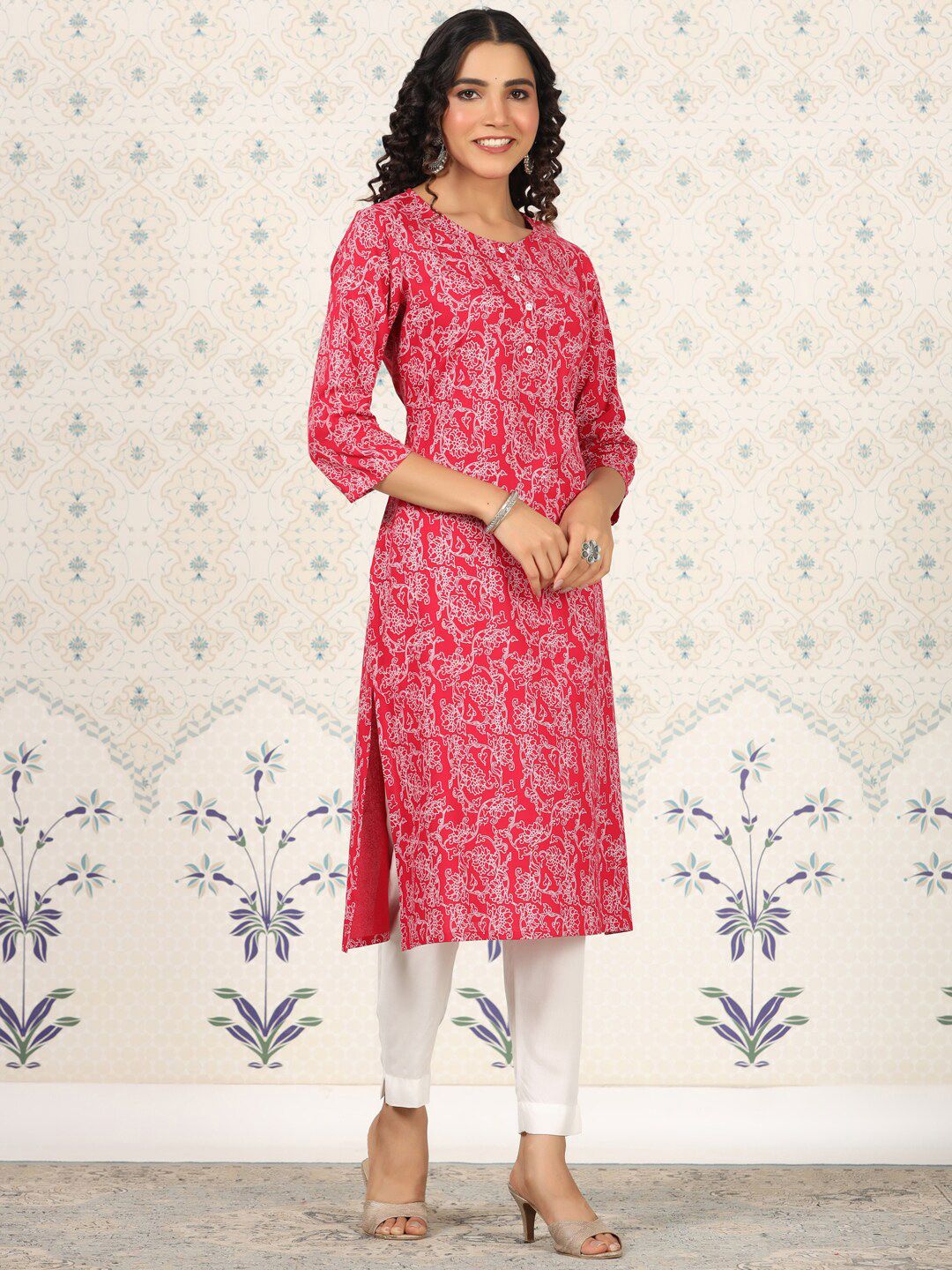 Dhiyona OD  Printed Round Neck Straight Kurta