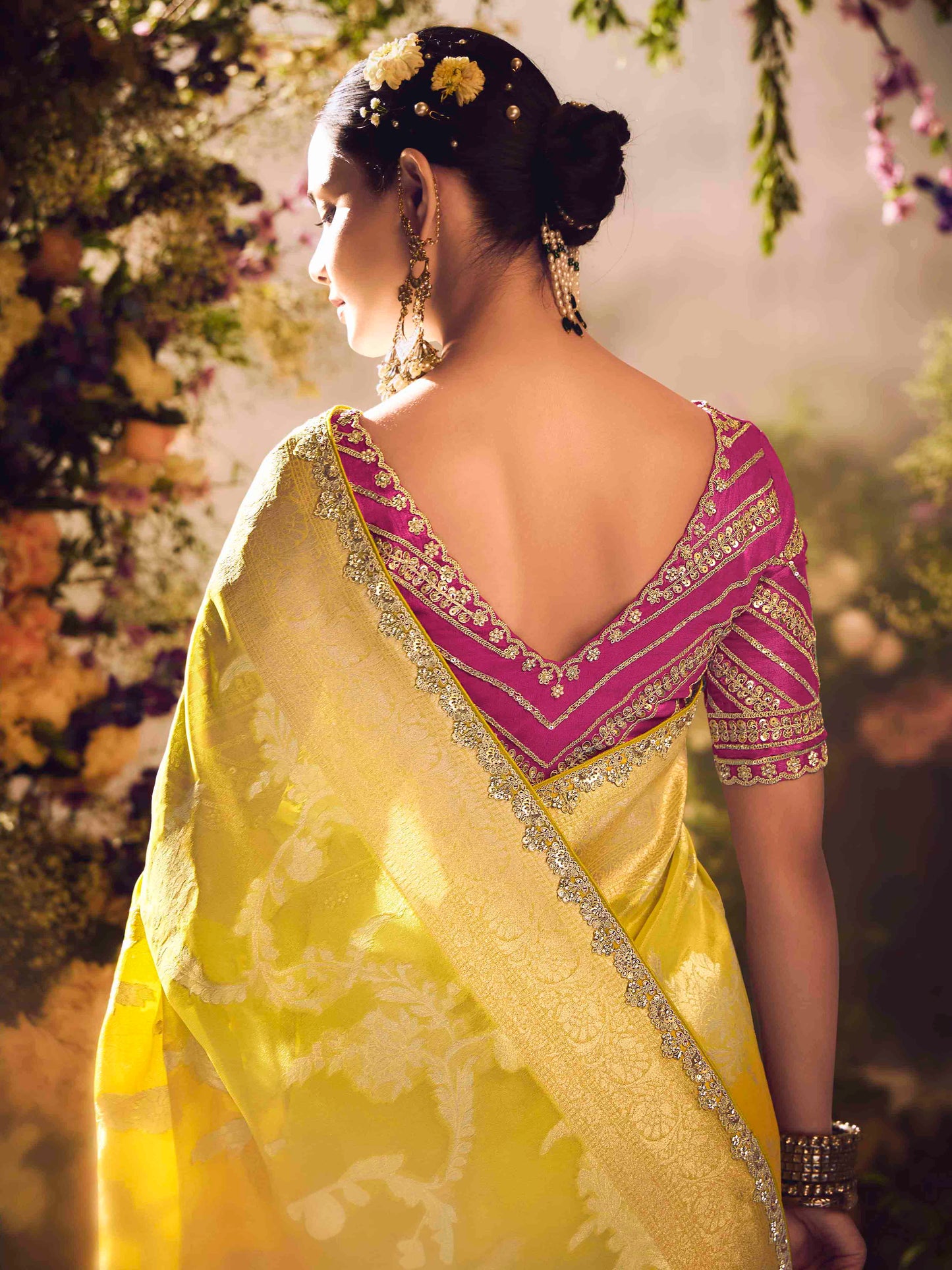 Dhiyona KM Women The Golden Sunrise: A Celebration In Yellow & Magenta