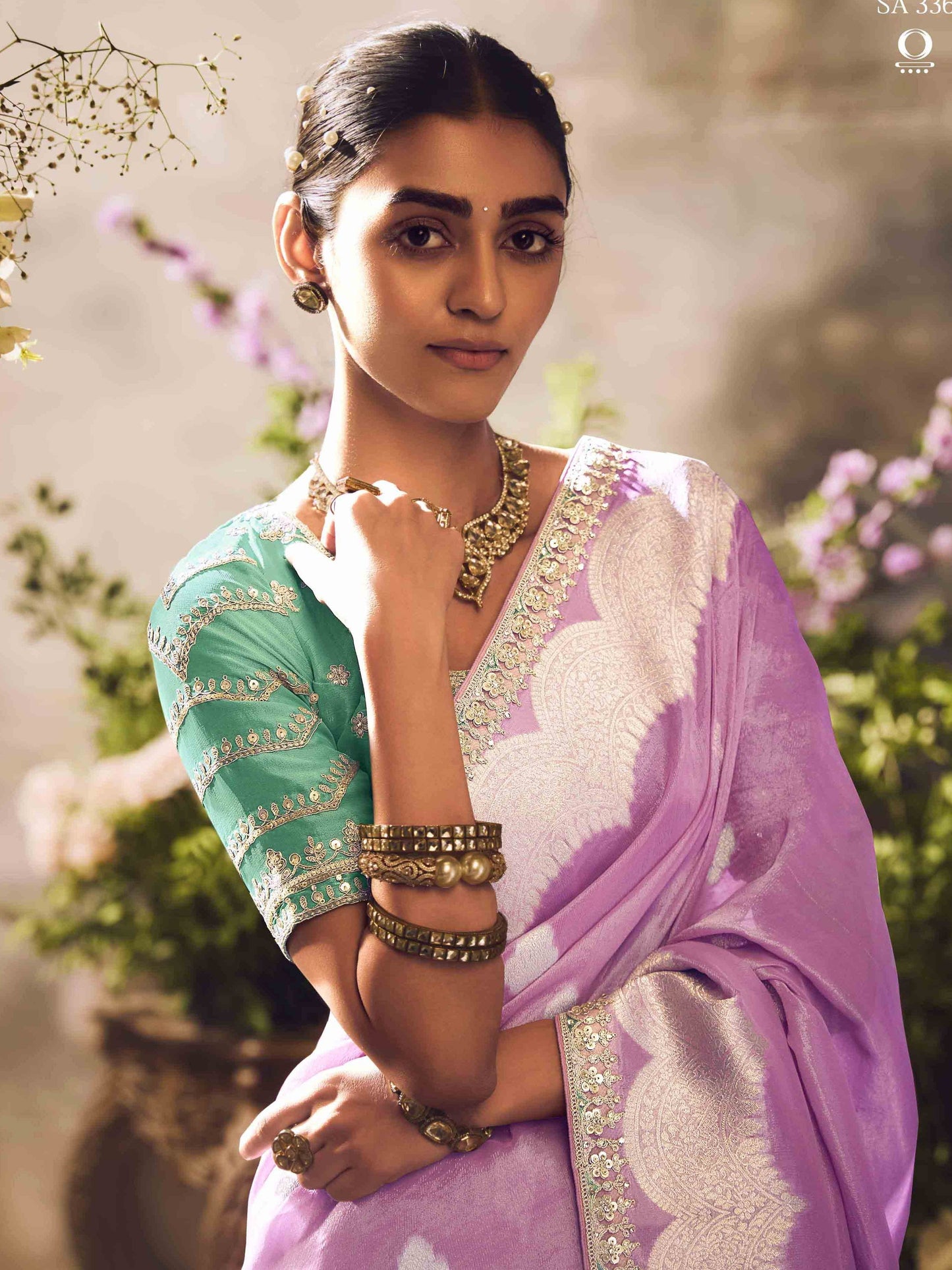 Dhiyona KM Women The Royal Orchid: A Banarasi Masterpiece In Lavender & Teal