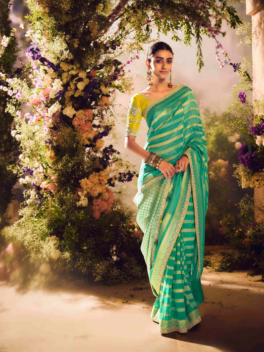 Dhiyona KM Women The Tropical Bloom: A Symphony Of Green And Gold